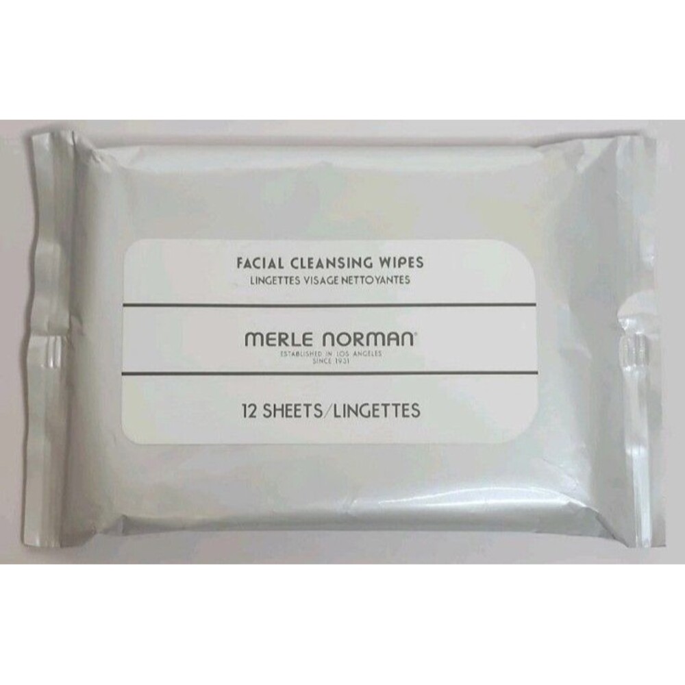 Merle Norman Facial Cleansing Wipes 12 Sheets/Lingettes White Travel Size - NEW